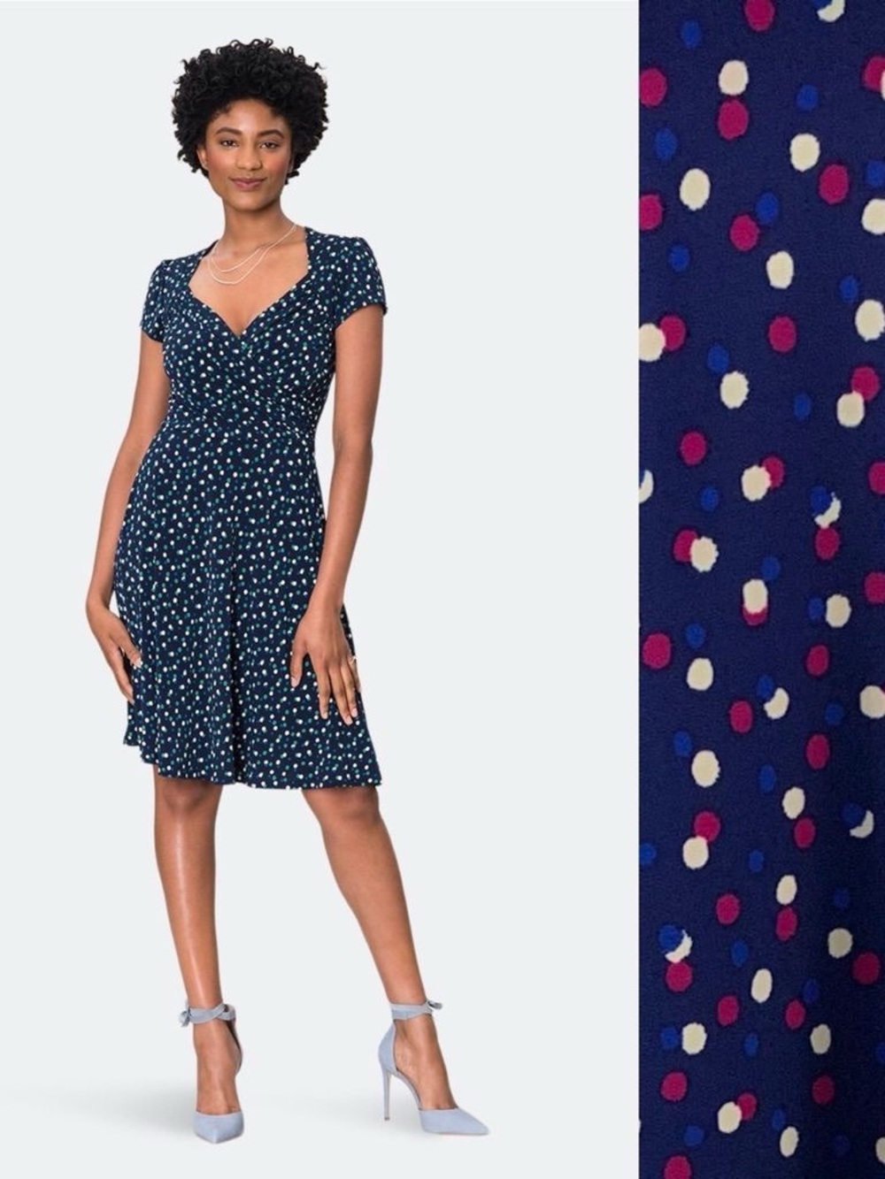 Leota Jaslynn Jersey Knit Polka Dot Sweetheart dress in a size XS